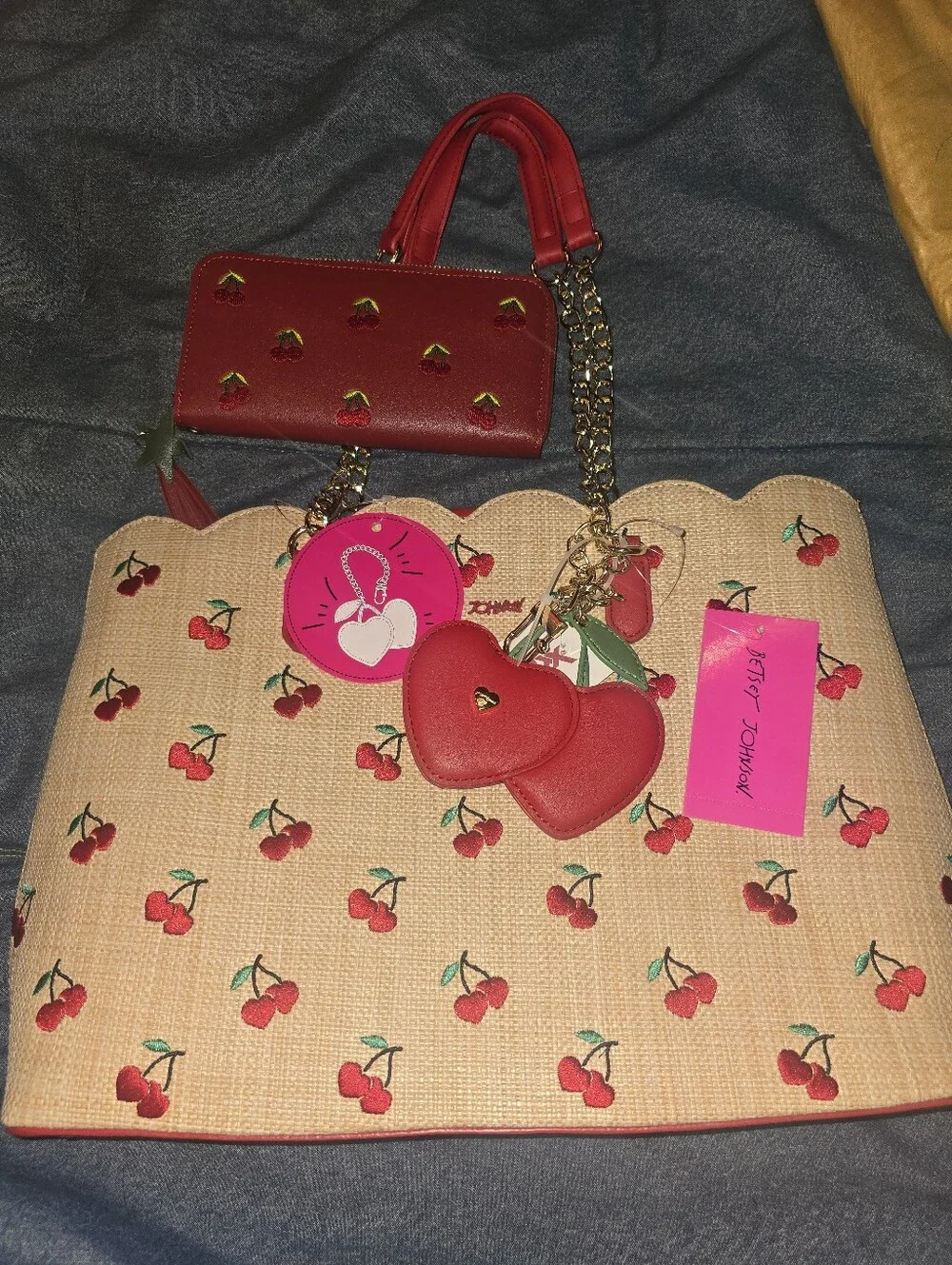 NWT Betsey Johnson Cherry Tote with Matching Wallet